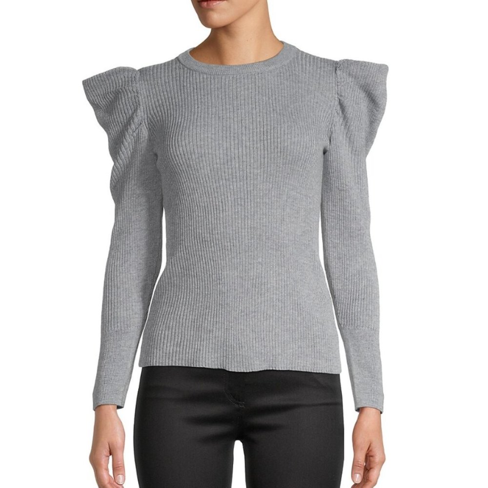 NWT Cliche Grey Puff Sleeve Sweater